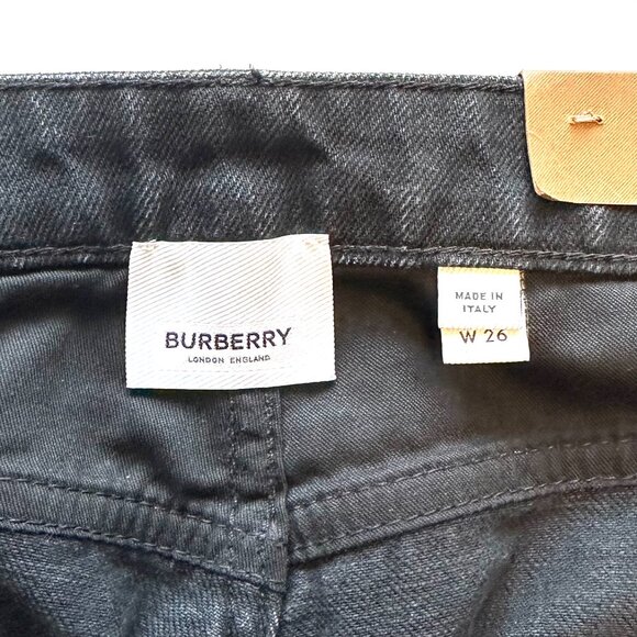 BURBERRY Mid-Rise Straight Leg Denim Pants With Roundel Logo In Black - Size 26 - Picture 6 of 8